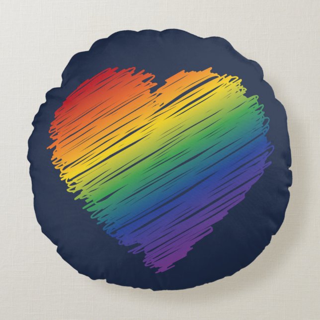 Rond kussen met krabbelhart (Voorkant)