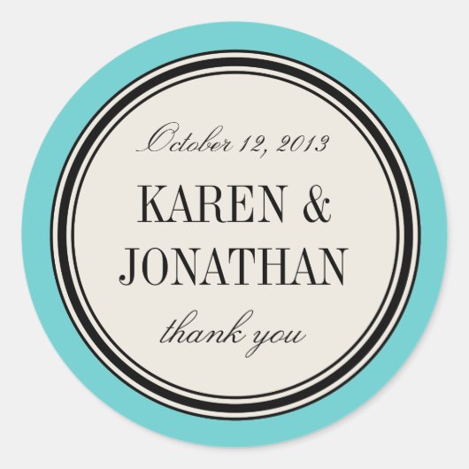 Rond  label, bruiloft voor Sjabloon, blauw Ronde Sticker (Voorkant)