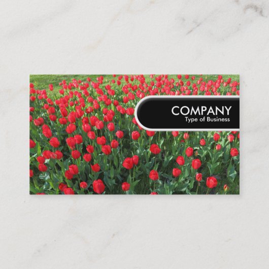Rond Label van de Rand - Bed of Red Tulips 01 (Voorkant)