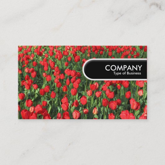 Rond Label van de Rand - Bed van Rode Tulpen 02 (Voorkant)