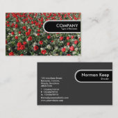 Rond Label van de Rand - Rode Tulpen en Primroses (Voorkant / Achterkant)