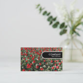 Rond Label van de Rand - Rode Tulpen en Primroses (Staand voorkant)