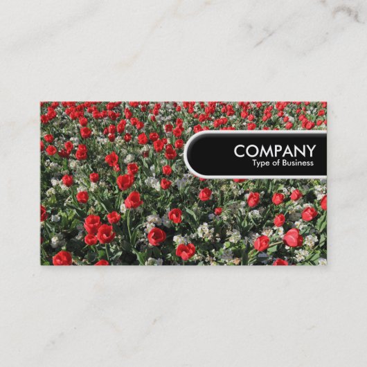 Rond Label van de Rand - Rode Tulpen en Primroses (Voorkant)