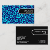 Rond Label van de Rand - Shades van Blauwe Floral (Voorkant / Achterkant)
