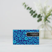 Rond Label van de Rand - Shades van Blauwe Floral (Staand voorkant)