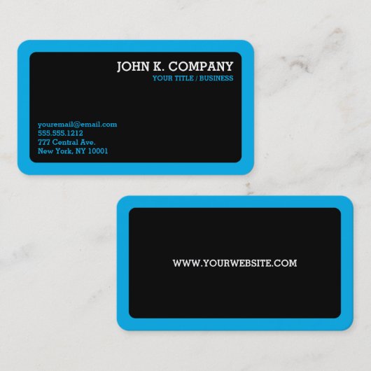 Rond licht blauw rand minimaal zwart visitekaartje (Voorkant / Achterkant)