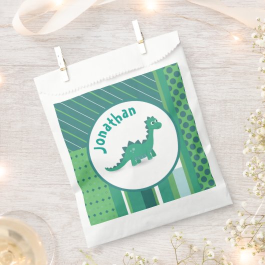 Rond lijst in groet/blauw met schattige dinosaurus bedankzakje (Geknipt)