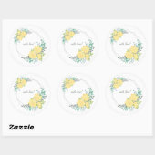 Rond lijst met gele bloemen. ronde sticker (Vel)