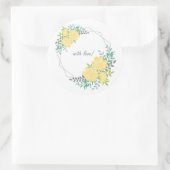 Rond lijst met gele bloemen. ronde sticker (Tas)