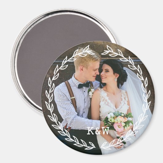 Rond Lijst Monogrammed Foto Magneet (Voorkant / Achterkant)