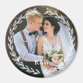 Rond  Lijst Monogrammed Foto Magneet (Voorkant)