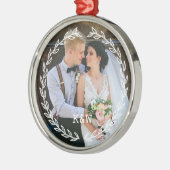 Rond Lijst Monogrammed Foto Metalen Ornament (Links)