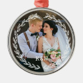 Rond Lijst Monogrammed Foto Metalen Ornament (Voorkant)