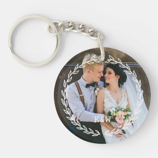 Rond  Lijst Monogrammed Foto Sleutelhanger (Voorkant)