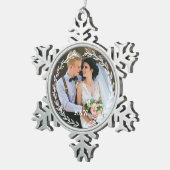 Rond  Lijst Monogrammed Foto Tin Sneeuwvlok Ornament (Rechts)