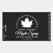 Rond logo op etiket van esdoornsiroop (batch en da (Voorkant)