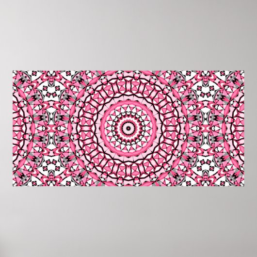 Rond mandala patroon in glazen vitrage mosai poster (Voorkant)