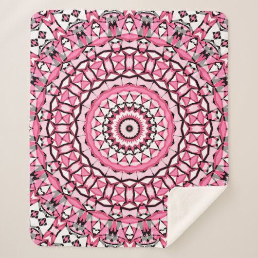 Rond mandala patroon in glazen vitrage mosai sherpa deken (Voorkant)