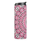 Rond mandala patroon in glazen vitrage mosai thermosbeker (Gedraaid links)