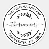 Rond Matig Adres van de Terugkeer Handgeschreven M Ronde Sticker (Voorkant)