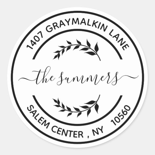 Rond Matig Adres van de Terugkeer Handgeschreven M Ronde Sticker (Voorkant)