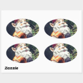 Rond met de gnoom in de tuin. ovale sticker (Vel)