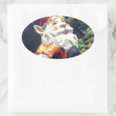 Rond met de gnoom in de tuin. ovale sticker (Tas)