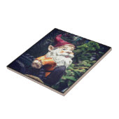 Rond met de gnoom in de tuin. tegeltje (Zijkant)