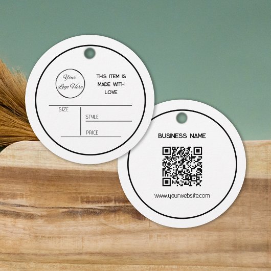Rond minimaal wit met logo hang label label