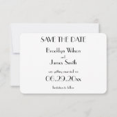 Rond Minimal Deco White Wedding Bewaar de datums Kaart (Achterkant)