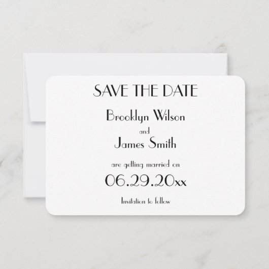 Rond Minimal Deco White Wedding Bewaar de datums Kaart (Achterkant)