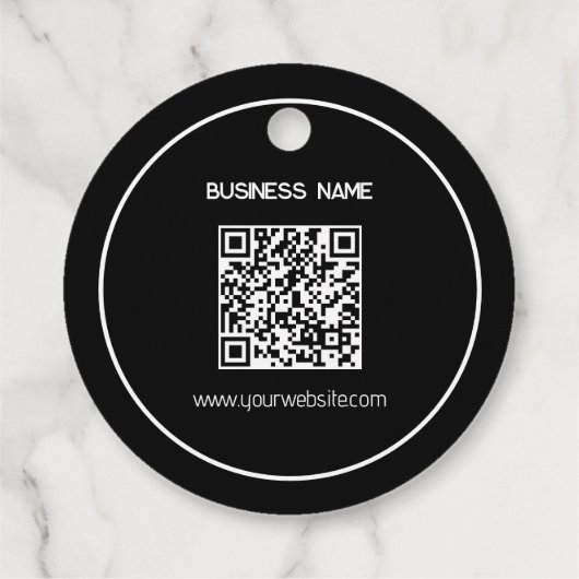 Rond minimal zwart met logo hang label label (Achterkant)