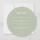 Rond Modern Eenvoudig Sage Groen Wedding Menu (Voorkant)