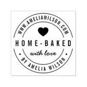 Rond modern, gebrand thuis met liefdeshart  zelfinktende stempel (Design)