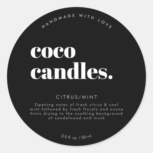 Rond modern kaarsenetiket ronde sticker (Voorkant)