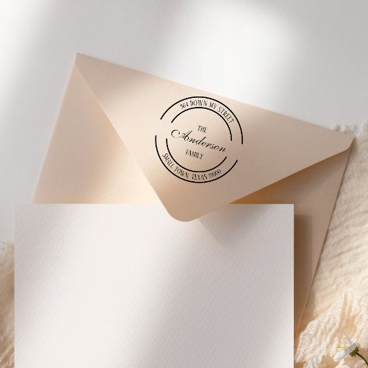 Rond modern Logo familienaam Return-adres Zelfinktende Stempel