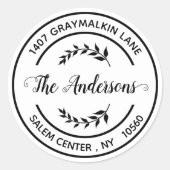 Rond modern retour adres handgeschreven elegant ronde sticker (Voorkant)