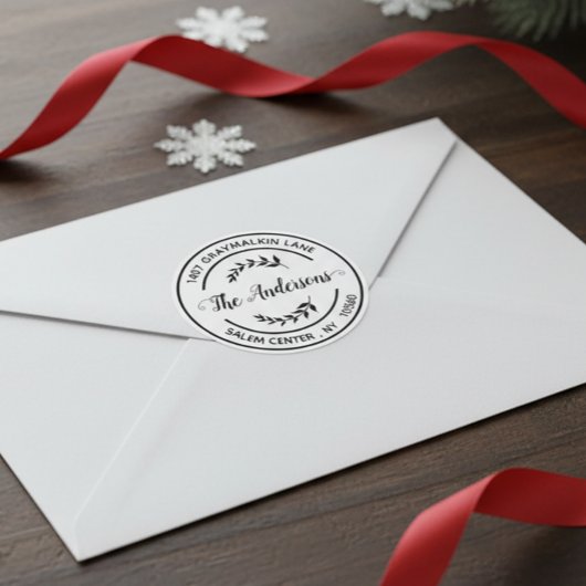 Rond modern retour adres handgeschreven elegant ronde sticker