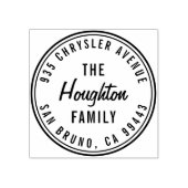 Rond Modern Script Familienaam Retouradres Rubberstempel (Afrduk)