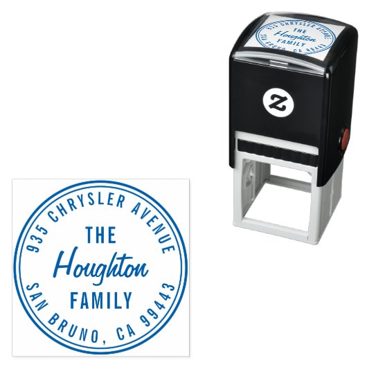 Rond Modern Script Familienaam Retouradres Zelfinktende Stempel (In situ)