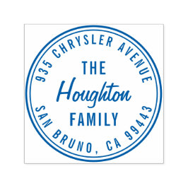 Rond Modern Script Familienaam Retouradres Zelfinktende Stempel