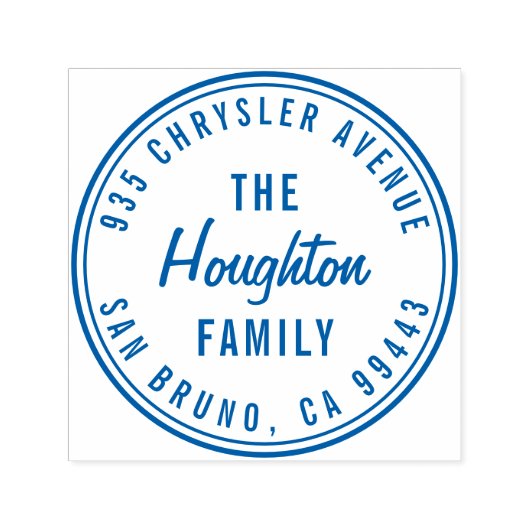 Rond Modern Script Familienaam Retouradres Zelfinktende Stempel (Design)