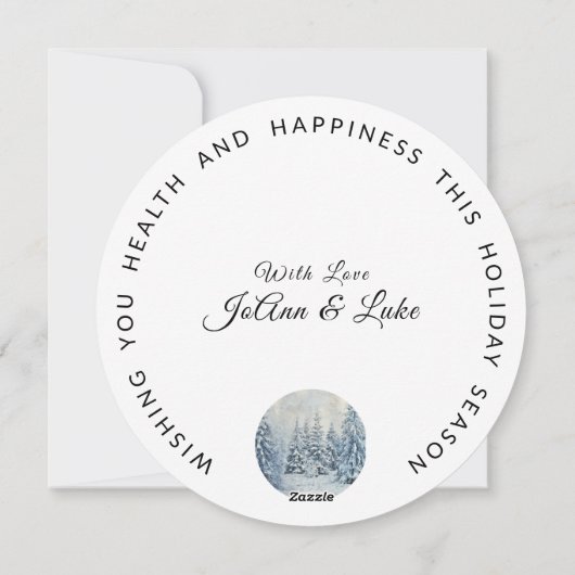 Rond modern | Winterbos w/Deer | Kerstmis Feestdagenkaart (Achterkant)