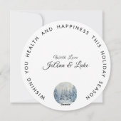 Rond modern | Winterbos w/Deer | Kerstmis Feestdagenkaart (Achterkant)