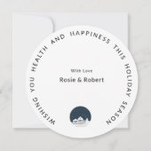 Rond modern | Wit-winterdorp | Kerstmis Feestdagenkaart (Achterkant)