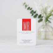 Rond Monogram White Red Stripe Visitekaartje (Staand voorkant)