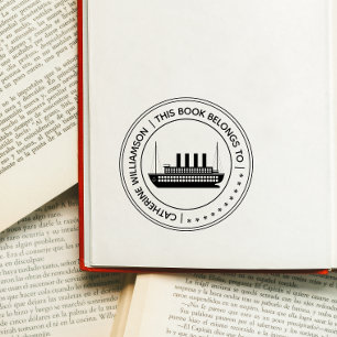 Rond  Nautisch schip Dit boek behoort tot Rubberstempel