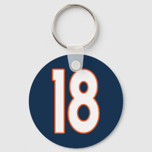 Rond nummer 18 Oranje blauw wit Sleutelhanger
