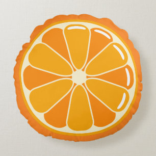 Rond Oranje slice-Pillow Rond Kussen