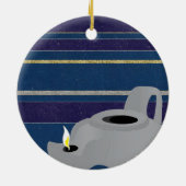 rond Ornament van de hanukkah "Oil Lamp/Gold"-cirk (Achterkant)